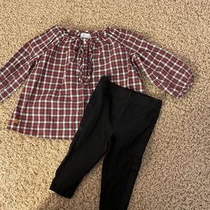 Ralph Lauren Infant Plaid Poplin Shirt & Jersey Legging Set